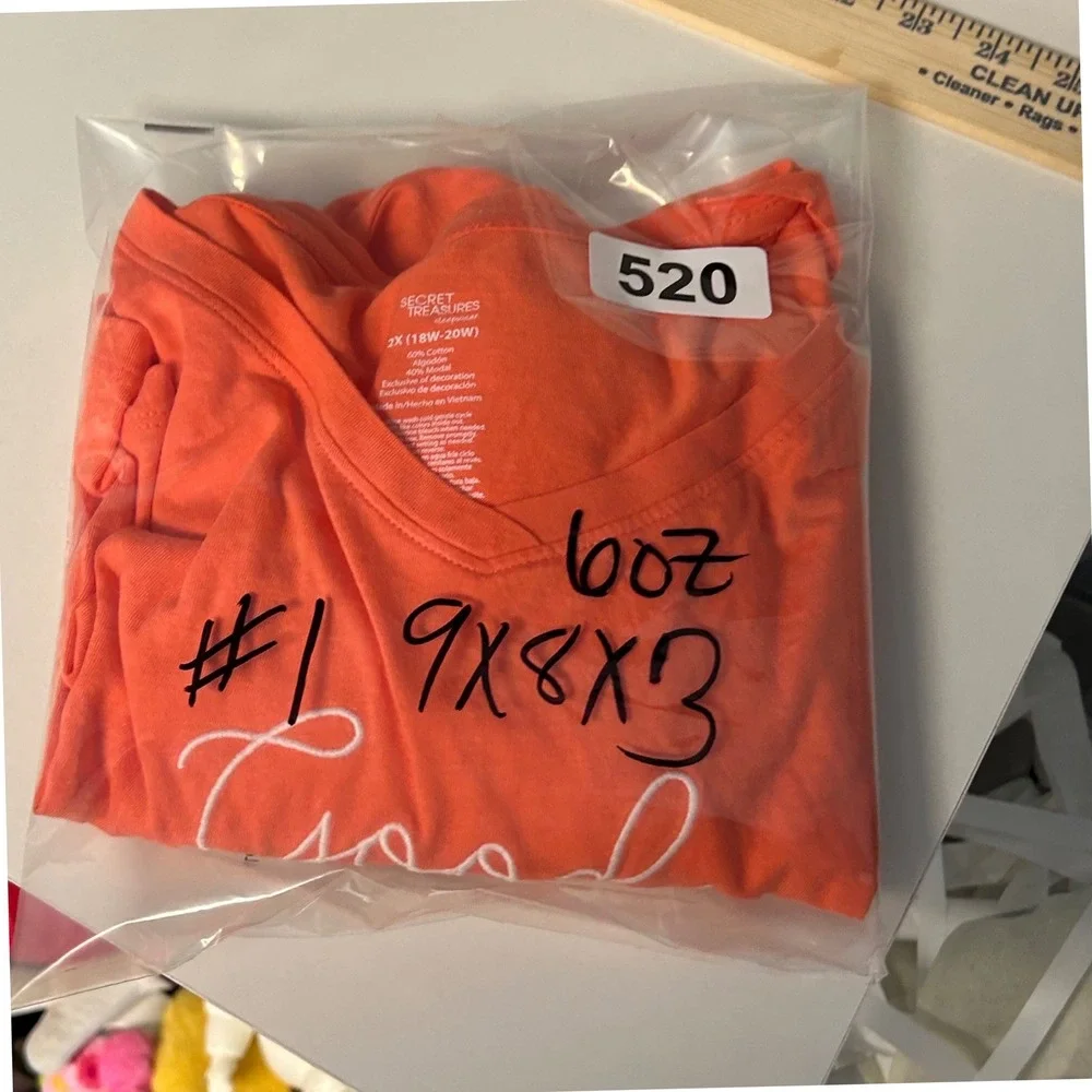 Secret‎ Treasures Good Karma Only V-Neck Sleep Shirt Orange 2X 18W-20W TZ30330SB